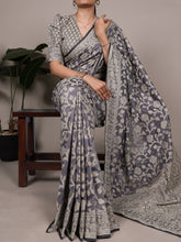 Cotton Silk Floral Printed Saree GRY