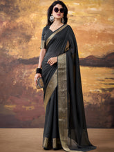 Marsh Mallow Zari Weaving Saree For Women BLK