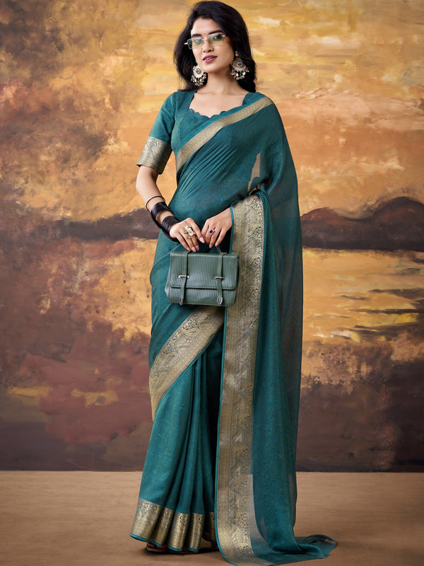 Marsh Mallow Zari Weaving Saree For Women TEL