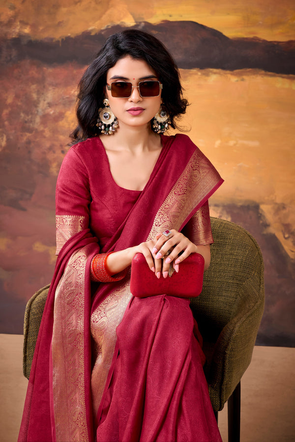 Marsh Mallow Zari Weaving Saree For Women CMN