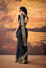 Marsh Mallow Zari Weaving Saree For Women BLK