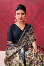 Chanderi Printed Zari Weaving Saree BLK