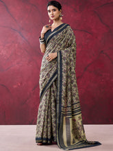 Chanderi Printed Zari Weaving Saree BLK