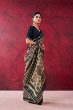 Chanderi Printed Zari Weaving Saree BLK