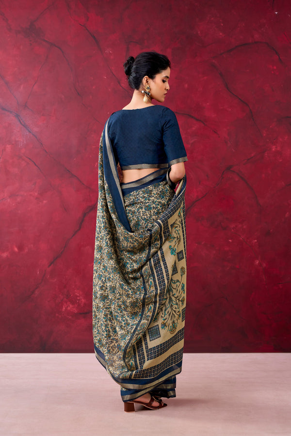 Chanderi Printed Zari Weaving Saree NBL