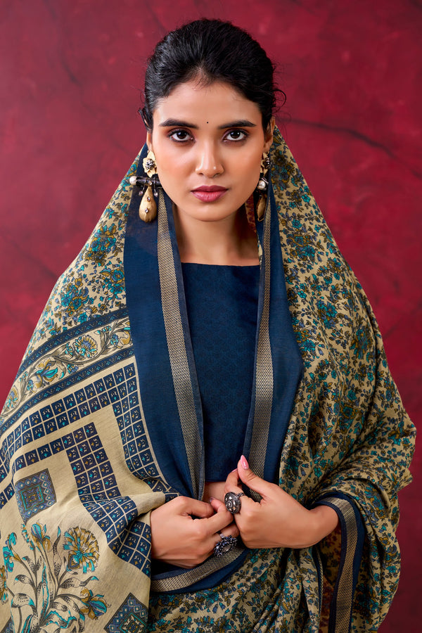 Chanderi Printed Zari Weaving Saree NBL