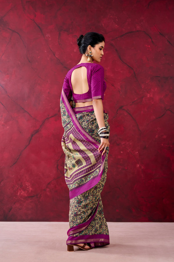 Chanderi Printed Zari Weaving Saree WIN