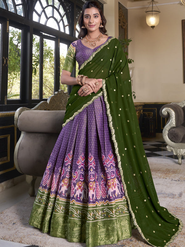 Kanchipuram Printed Lehenga With Georgette Dupatta   PRL