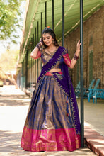 Kanjivaram Zari Weaving Lehenga With Georgette Dupatta  BLU