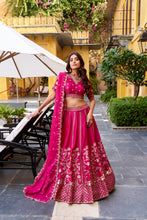 Natural Silk Thread Emroidered Lehenga With Dupatta RPI
