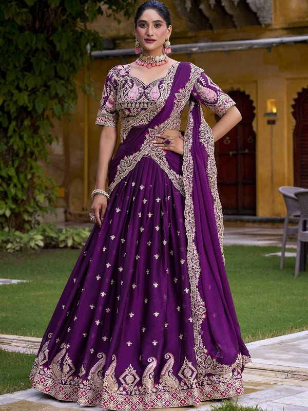 Rangoli Crush Thread Embroidered Lehenga With Dupatta PRL