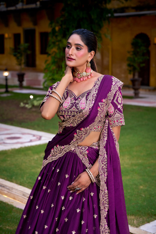Rangoli Crush Thread Embroidered Lehenga With Dupatta PRL