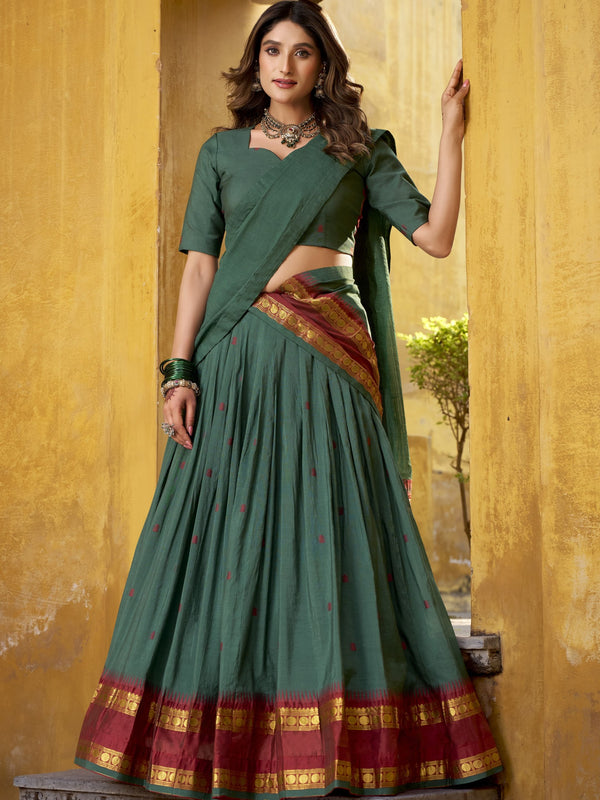 Pure Chanderi Zari Weaving Lehenga With Dupatta TEL