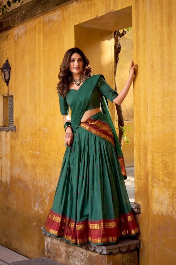Pure Chanderi Zari Weaving Lehenga With Dupatta TEL