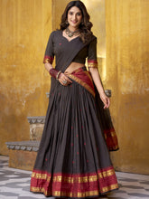 Pure Chanderi Zari Weaving Lehenga With Dupatta BLK