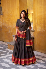 Pure Chanderi Zari Weaving Lehenga With Dupatta BLK