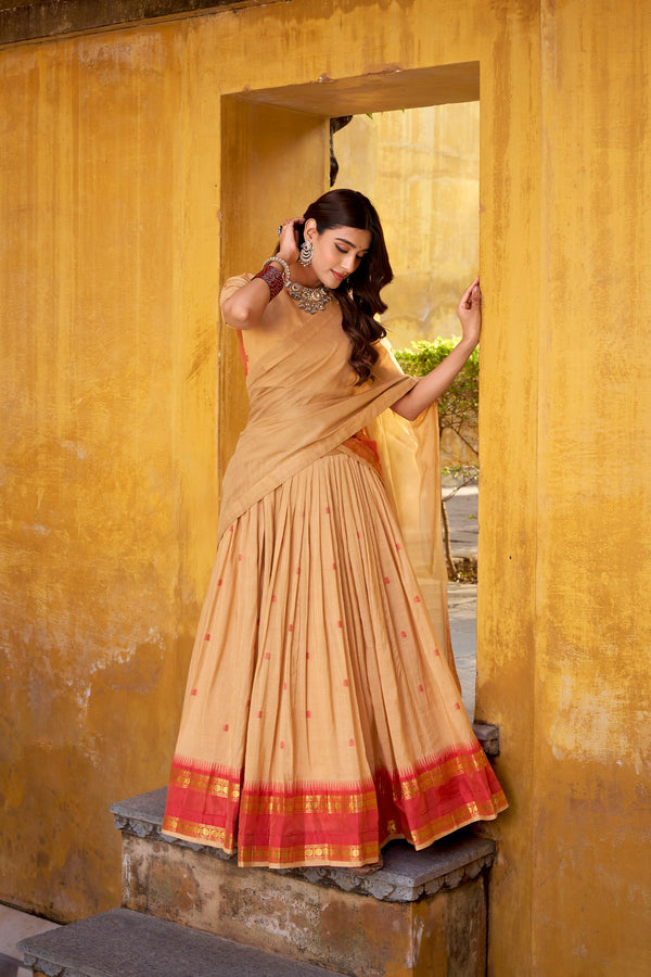 Pure Chanderi Zari Weaving Lehenga With Dupatta CRM