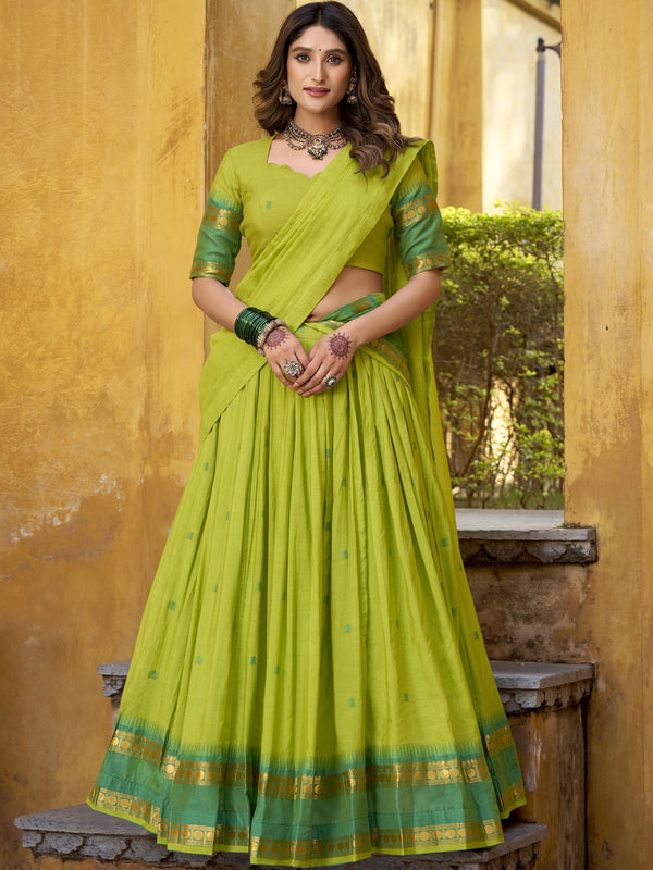 Pure Chanderi Zari Weaving Lehenga With Dupatta PRT