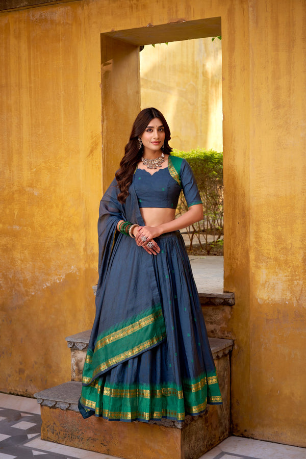 Pure Chanderi Zari Weaving Lehenga With Dupatta NBL