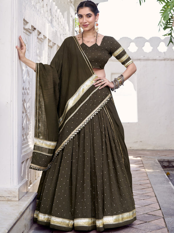 Pure Chanderi Zari Weaving Lehenga With Dupatta MND