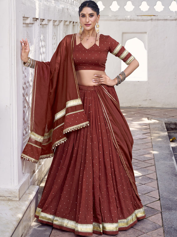 Pure Chanderi Zari Weaving Lehenga With Dupatta  ROG