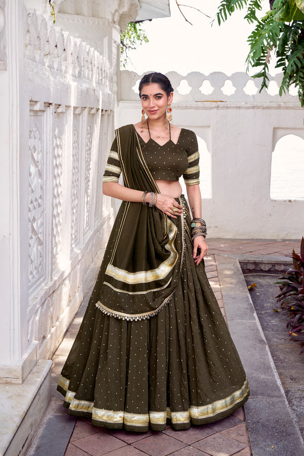 Pure Chanderi Zari Weaving Lehenga With Dupatta MND