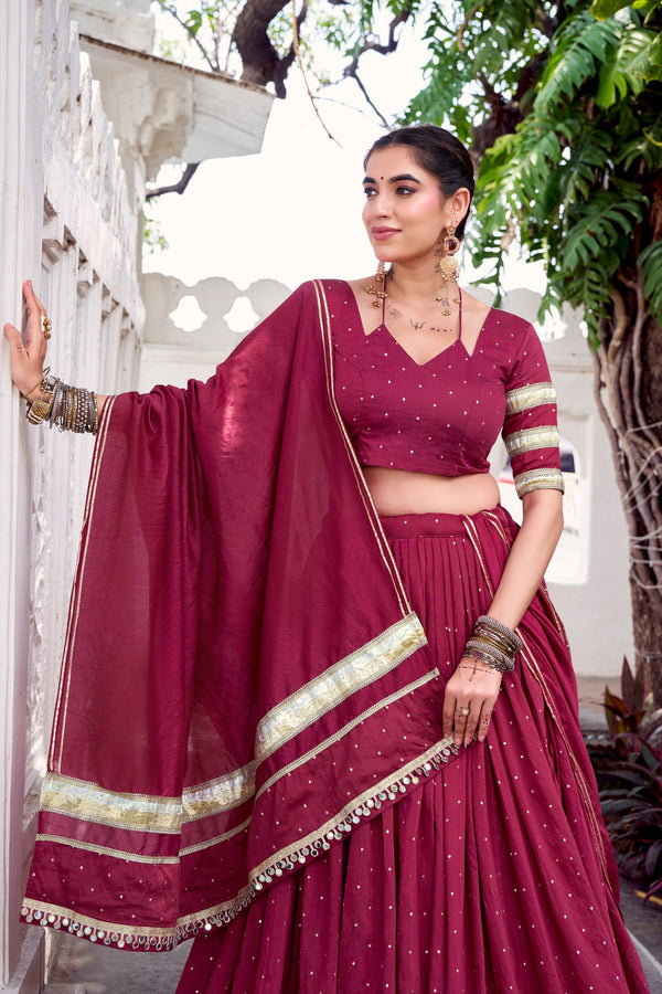 Pure Chanderi Zari Weaving Lehenga With Dupatta MRN