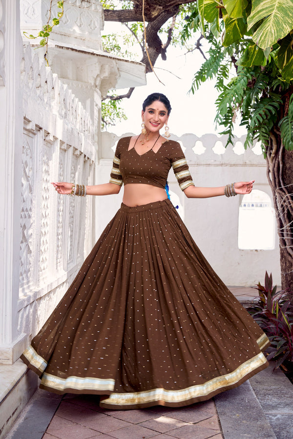 Pure Chanderi Zari Weaving Lehenga With Dupatta BRN