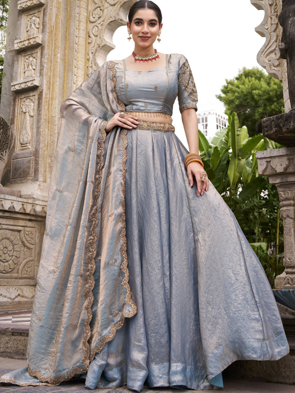 Fendi Thread Embroidered Lehenga With Dupatta SBL