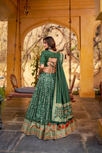 Tussar Silk Sparkle Design Lehenga With Dupatta  GRN