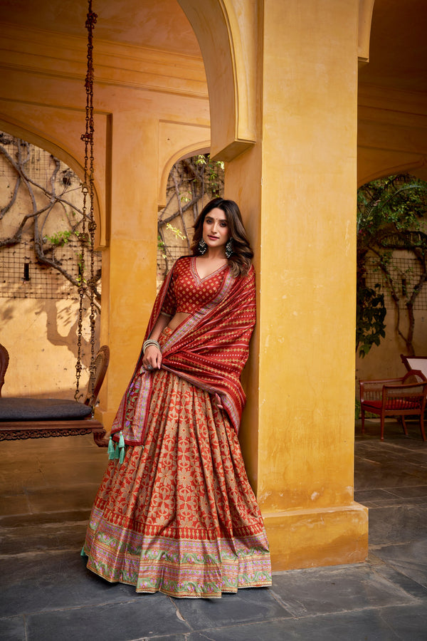 Tussar Silk Sparkle Design Lehenga With Dupatta  ROG