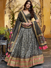 Tussar Silk Sparkle Design Lehenga With Dupatta  BLK