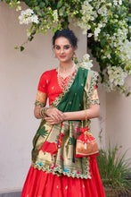 Jacquard Silk Zari Weaving Lehenga With Dupatta  RED