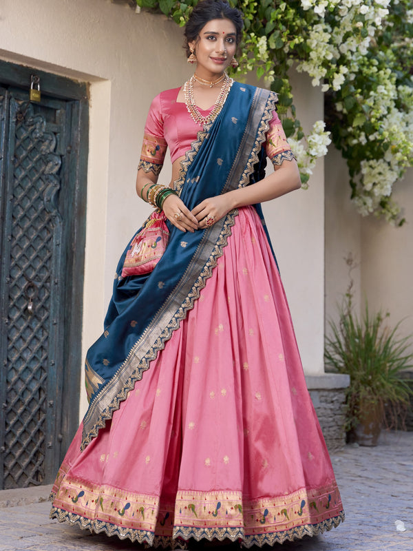 Jacquard Silk Zari Weaving Lehenga With Dupatta  LPI