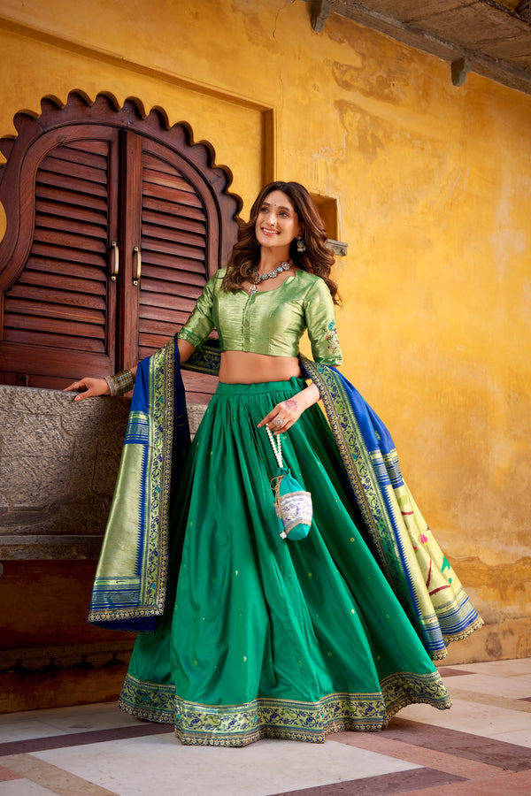 Paithani Zari Weaving Lehenga With Dupatta TEL