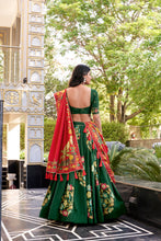 Tussar Silk Printed Lehenga For Women  GRN