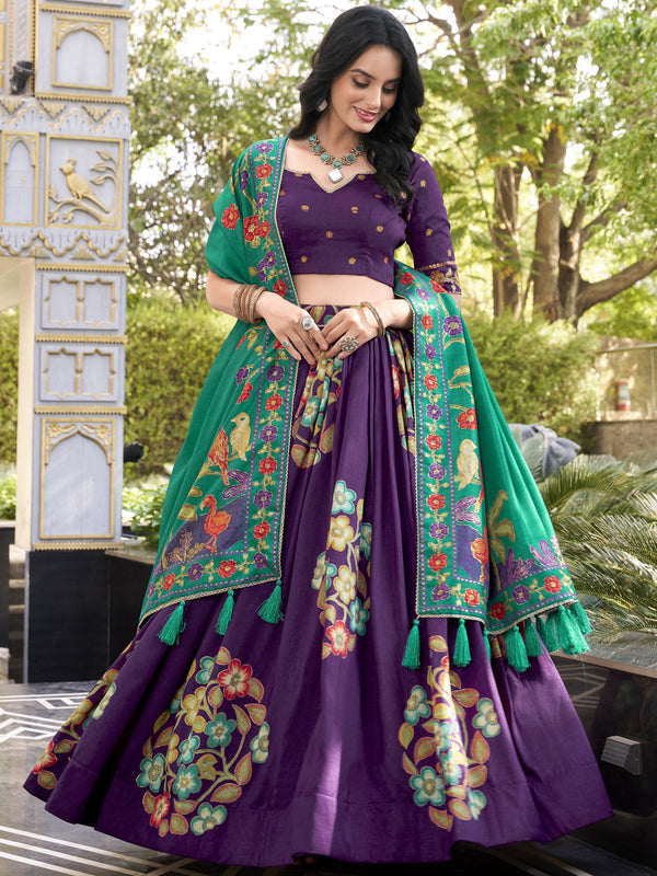 Tussar Silk Printed Lehenga For Women  PRL