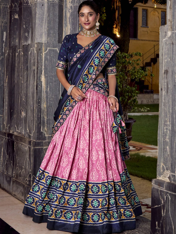 Tussar Silk Ikkat Printed Lehenga With Dupatta  LPI
