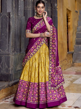 Tussar Silk Ikkat Printed Lehenga With Dupatta MST