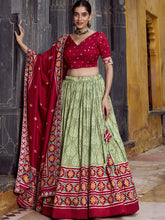 Tussar Silk Ikkat Printed Lehenga With Dupatta SGN