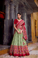 Tussar Silk Ikkat Printed Lehenga With Dupatta SGN