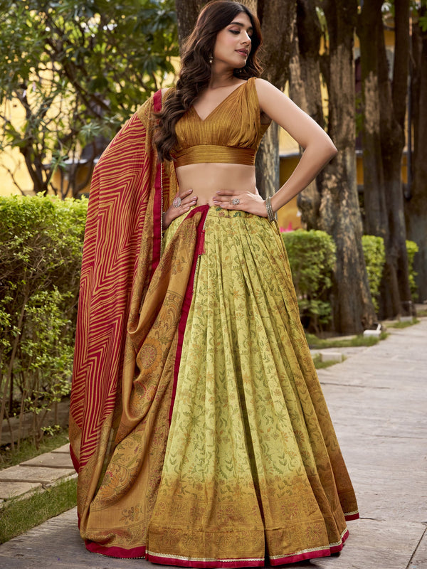 Vichitra Silk Printed Lehenga With Dupatta  CPR
