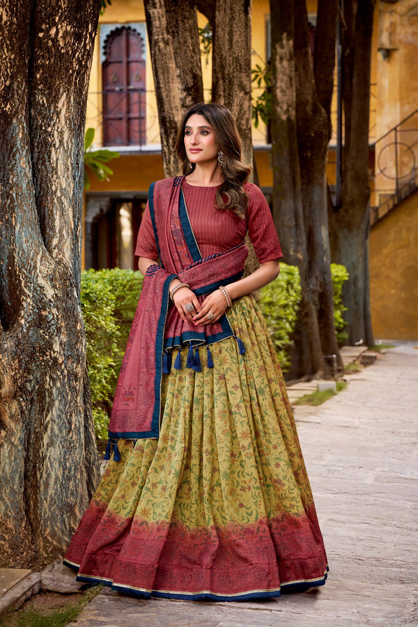 Vichitra Silk Printed Lehenga With Dupatta  CMN
