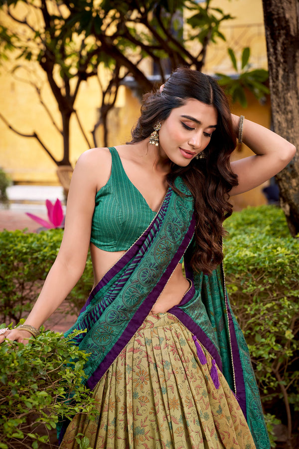 Vichitra Silk Printed Lehenga With Dupatta  FRZ
