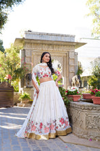 Georgette Thread Embroidered Lehenga With Dupatta  WHT