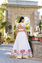 Georgette Thread Embroidered Lehenga With Dupatta  WHT