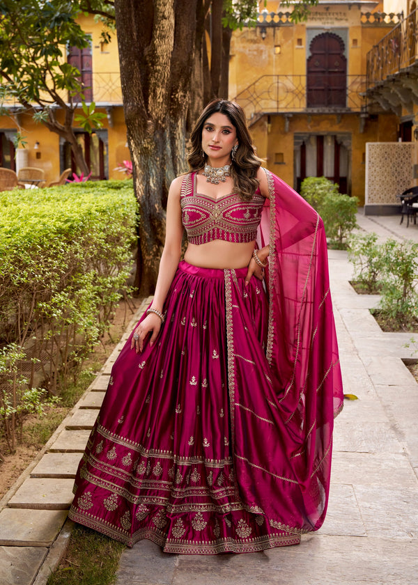 Rangoli Silk Thread Embroidered Lehenga With Dupatta  MPK