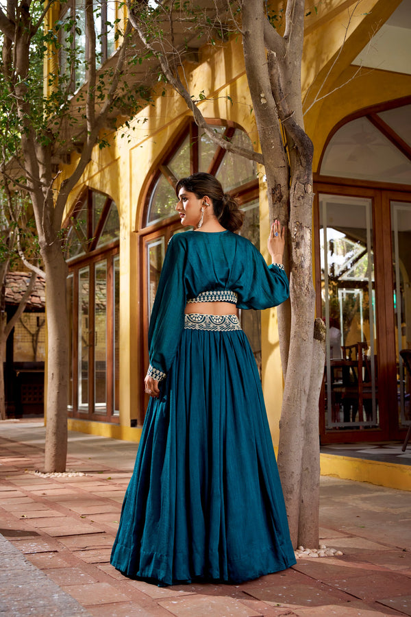 Vichitra Silk Thread Embroidered Lehenga  PBL
