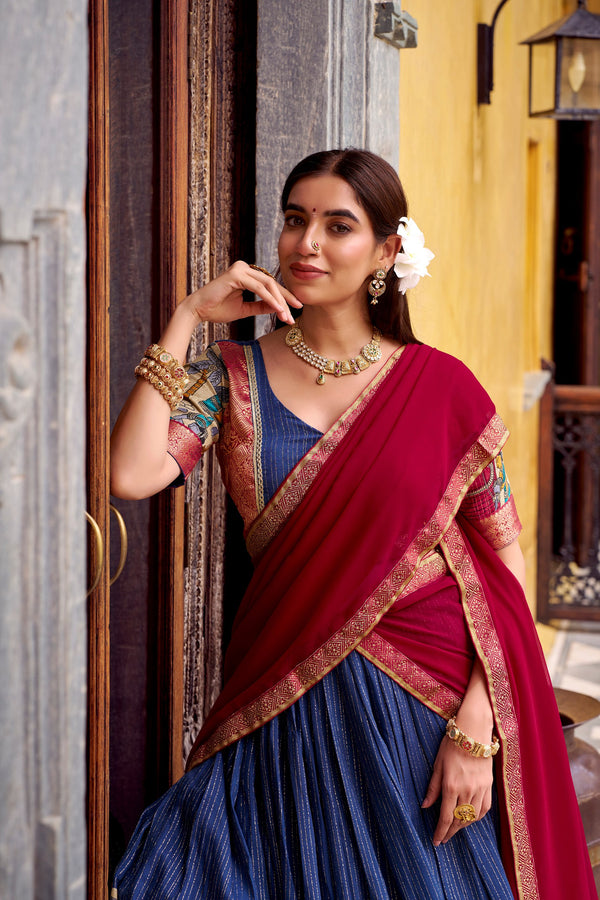 Chanderi Kalamkari Printed Lehenga With Georgette Dupatta  NBL