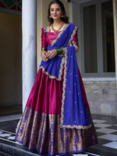 Narayan Pattu Zari Weaving Lehenga With Gerogette Dupatta  PNK